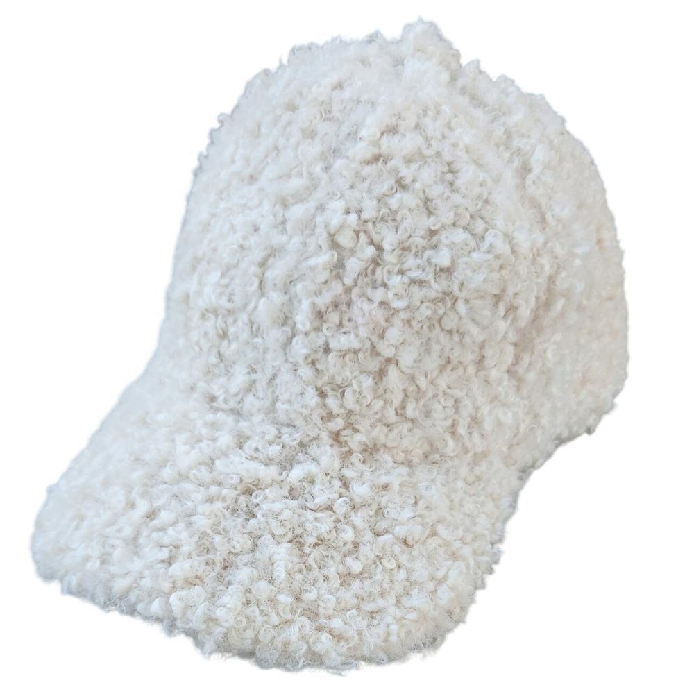 Love and Lore Cream Sherpa Baseball‎ Cap Adjustable Strap Back Hat